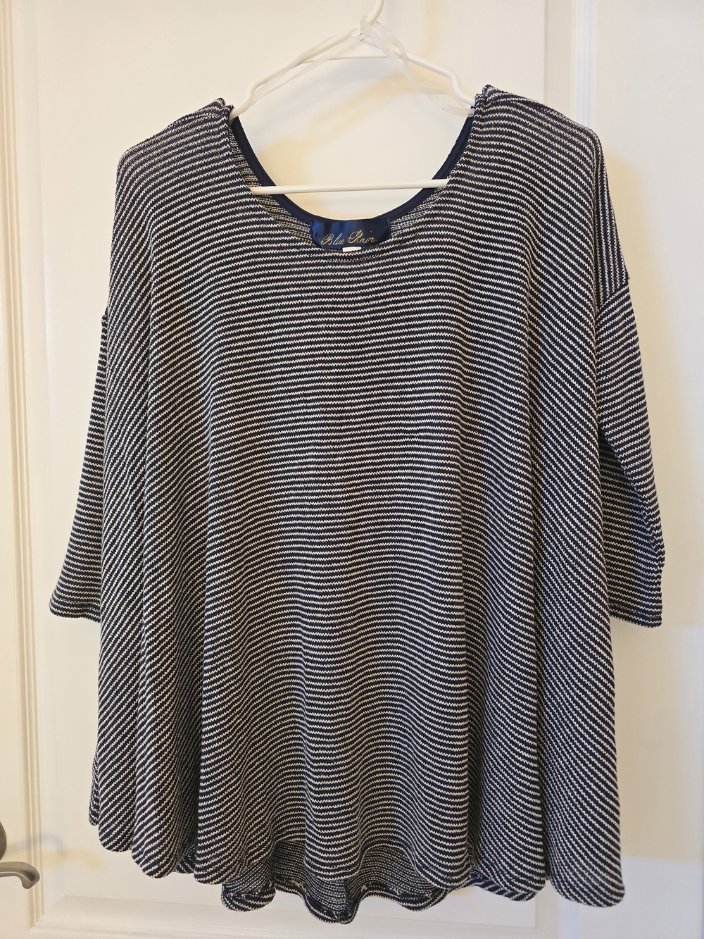 Blue Rain Navy and White Striped Tunic Top